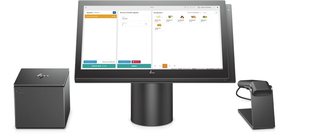 ETRON bietet Hardwarepakete für jeden Geschmack und jedes Budget - im Bild eine elegante POS-Lösung von HP