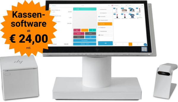 ETRON onRetail Kassenset HP Engage mit Scanner und Bondrucker - Kassensoftware ab €24,00 mtl.