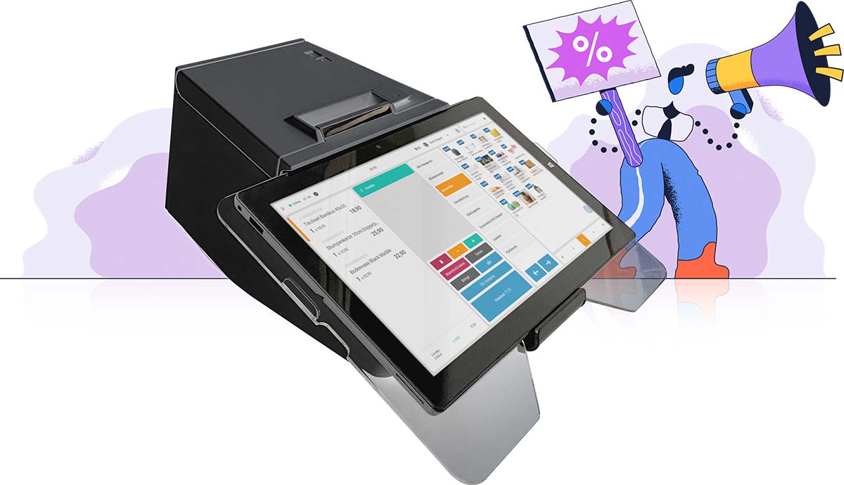 TERRA Pad Tablet-Kassensystem in Schwarz mit integriertem EPSON Bondrucker