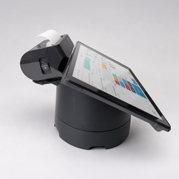 ETRON onRetail Registrierkasse Top-Seller mit Tablet-Kasse, Bondrucker, 2D-Scanner, Bezahlterminal, Standfuß-Ladestation