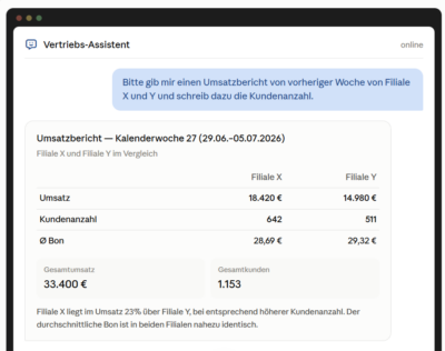 KI-Client Mock Up in einer Benutzeroberfläche